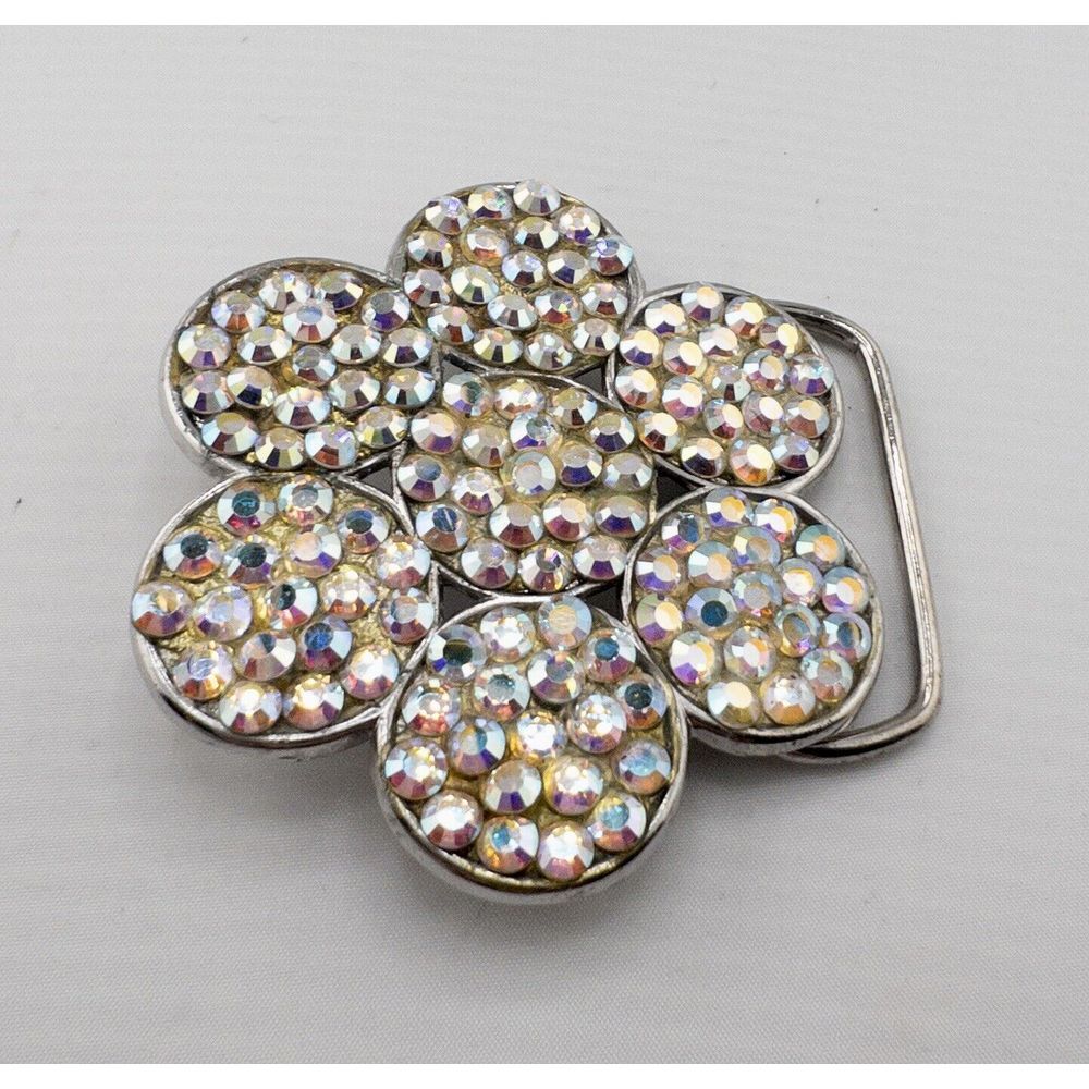 Sparkle Crystal Flower Bling Belt Buckle